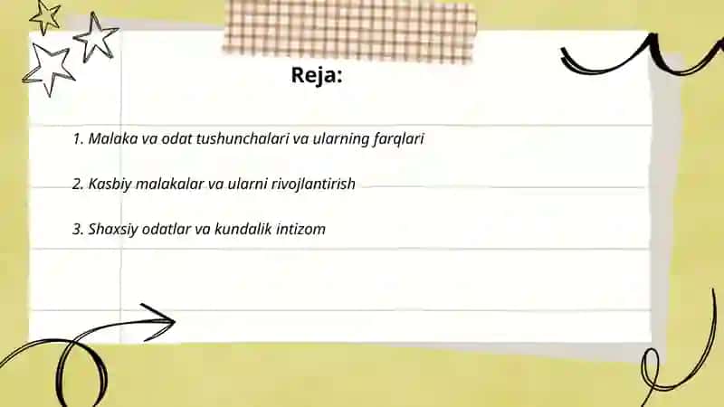 Shaxsning malaka va odatlari 2