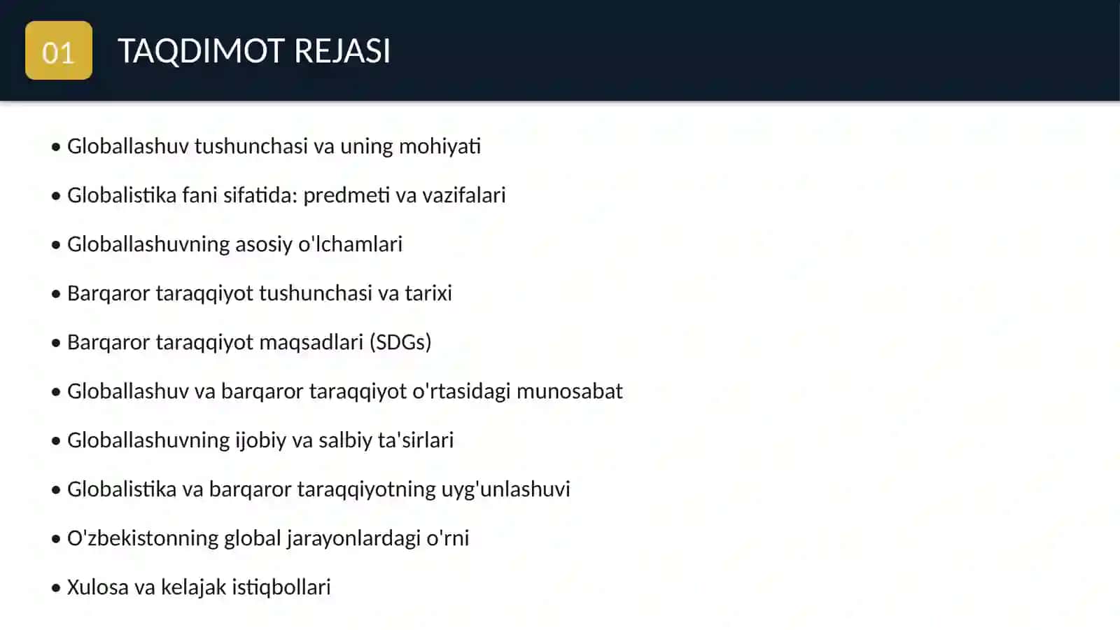 Globallashuv, globalistika va barqaror taraqqiyot jarayonlarining ahamiyati 2