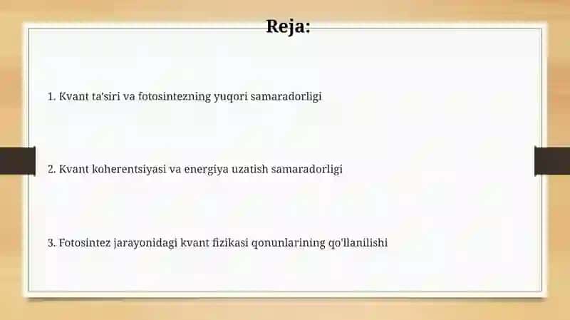 Fotosintez jarayonida kvant fizika qonunlarining tatbiqi 2