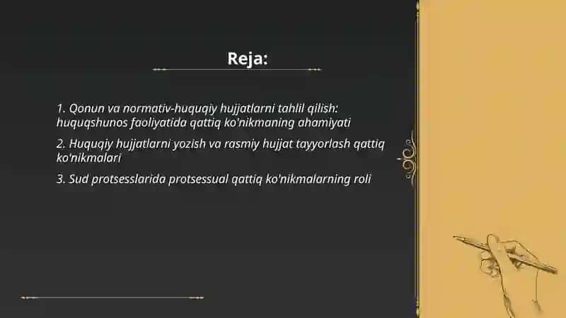 Qonun va normativ-huquqiy hujjatlarni tahlil qilish: huquqshunos faoliyatida qattiq ko'nikmaning ahamiyati 2