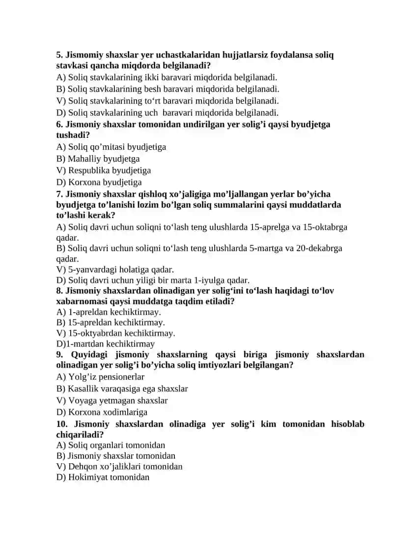 Jismoniy Shaxslardan Undiriladigan Yer Solig‘i 2