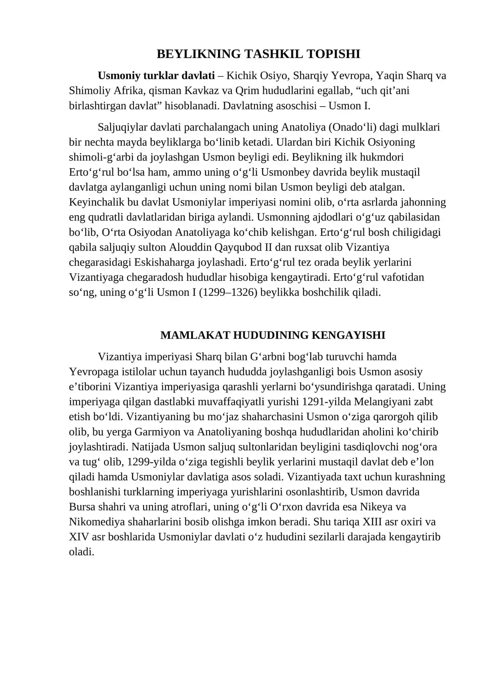 Uch qit’ani birlashtirgan sultonlik (Usmoniy turklar davlati) 2