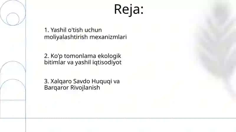 Yashil iqtisodoyotni rivojlantirishga qatatilgan xalqaro me'yoriy hujjatlar 2