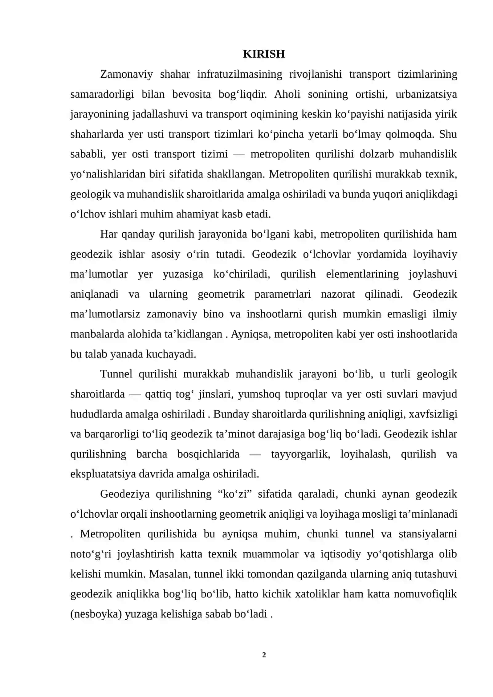 Metropoliten Qurilushini Geodezik Ta’minlash 2