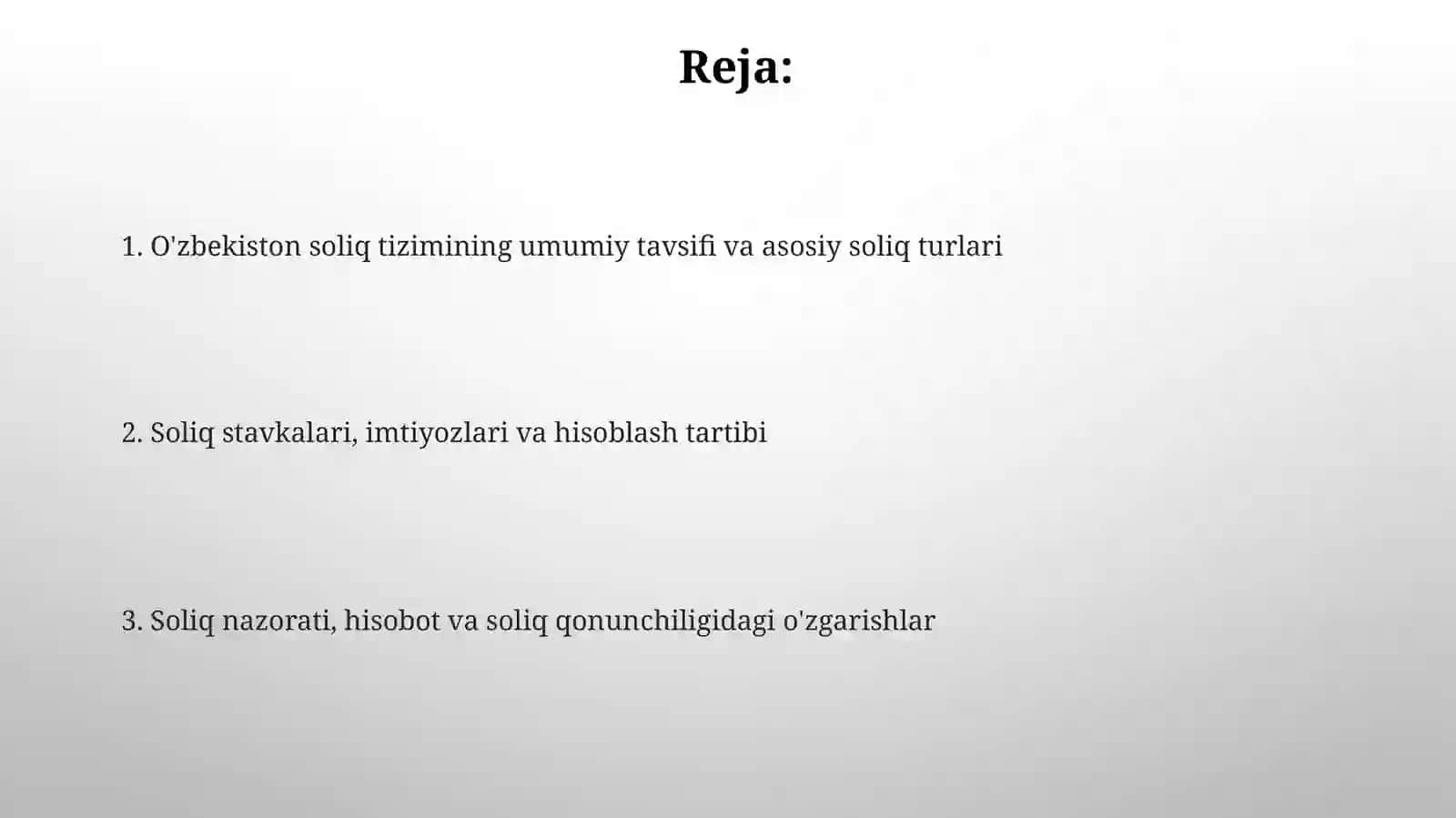 O'zbekistonda amaldagi soliqlar bo'yicha 2