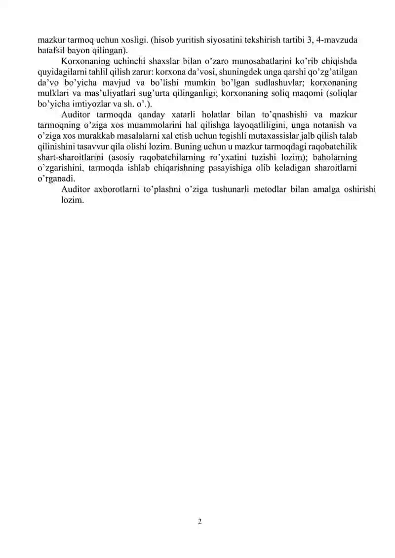 Auditorlik tekshiruvi vaqtida ichki nazorat tizimini o’rganish hamda baholash 2