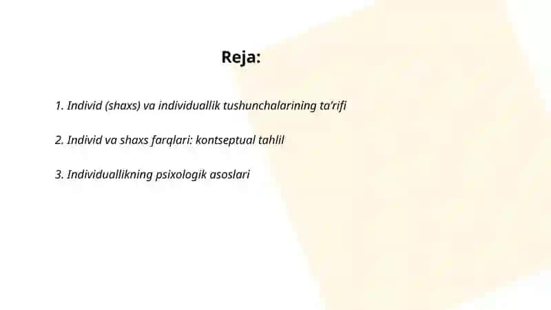 Individ shaxa individuallik tushunchalari 2