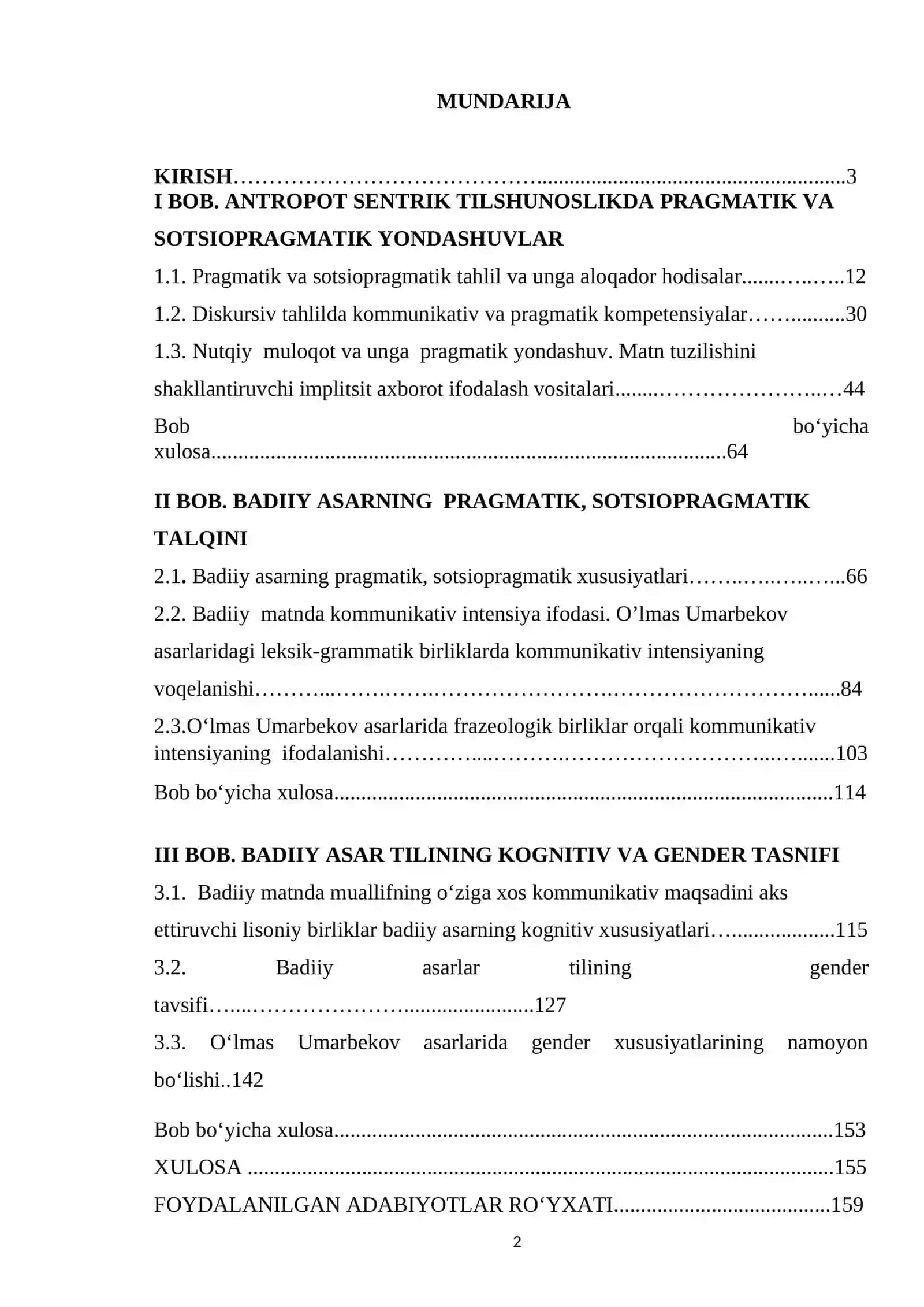O‘LMAS UMARBEKOV ASARLARI TILINING SOTSIOPRAGMATIK ASPEKTI Dissertatsiya 2