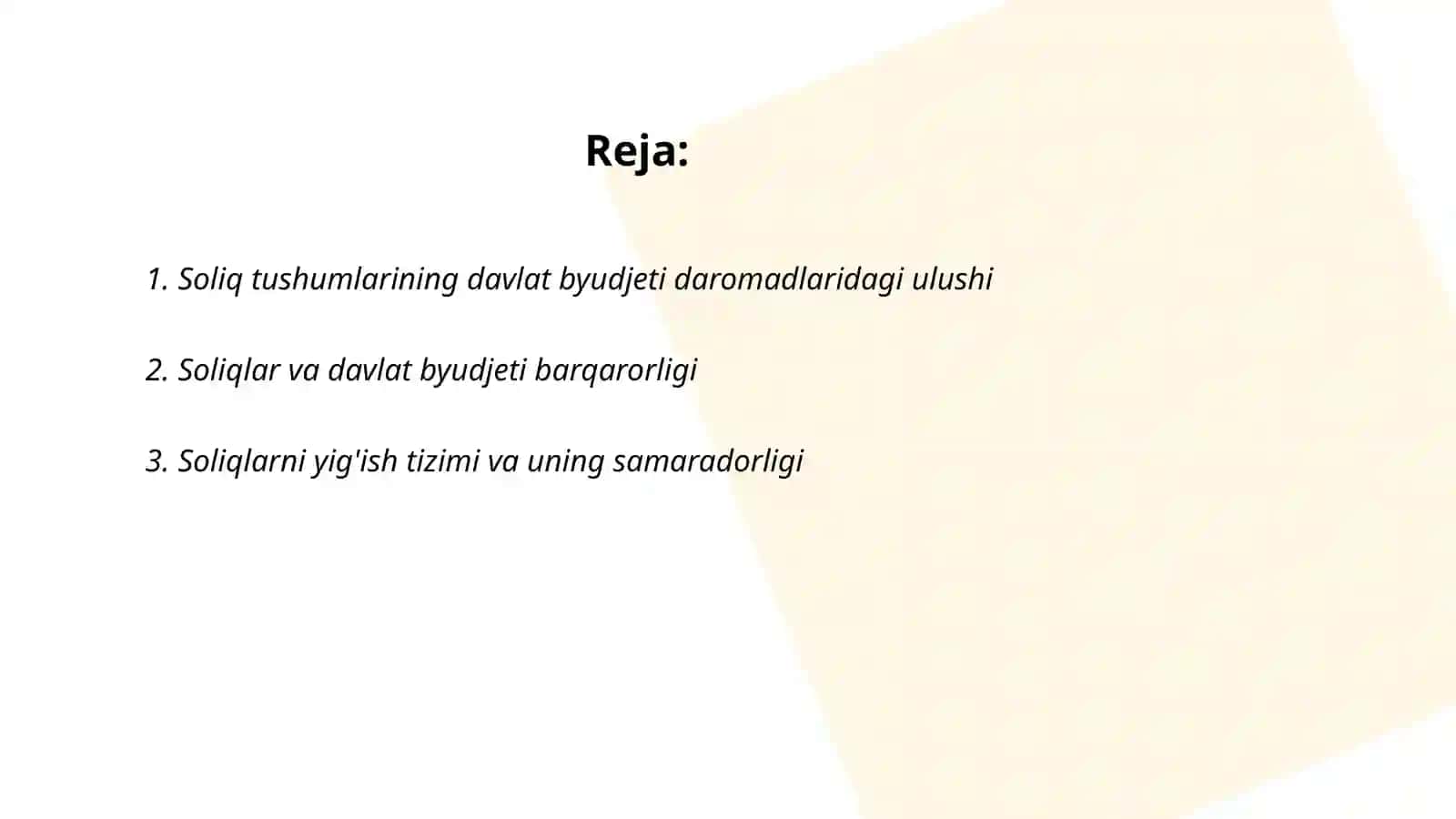 Soliq tushumlarining davlat byudjeti daromadlaridagi ulushi 2