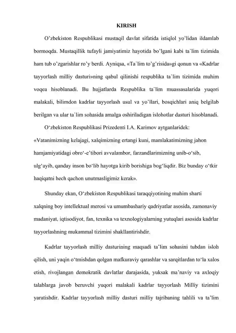 O’quv jarayonida axborot texnologiyalarning asosiy yo’nalishlari va uni tadbiq etish. 2
