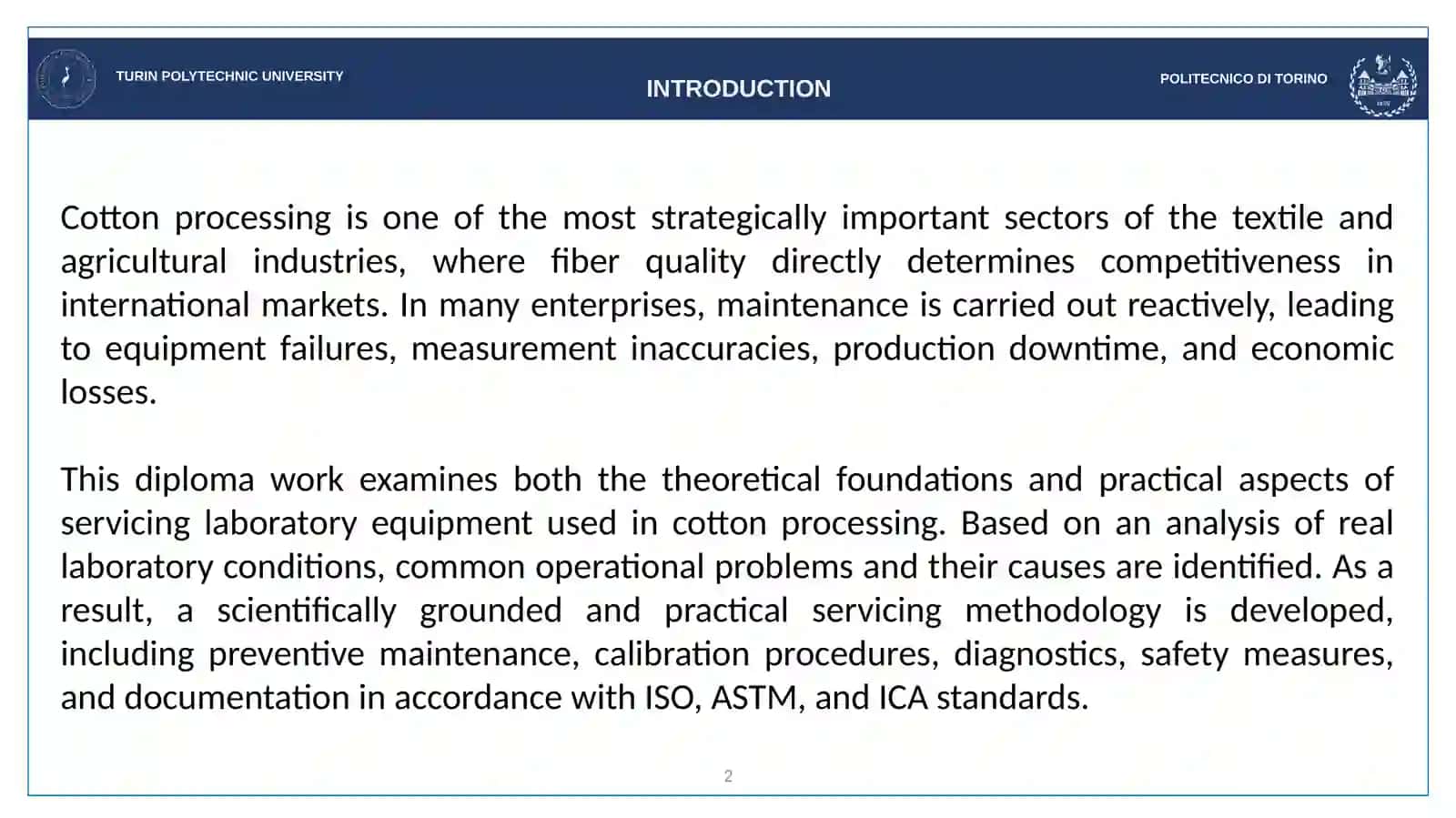 Technical servicing of laboratory equipment used in cotton processing enterprises 2