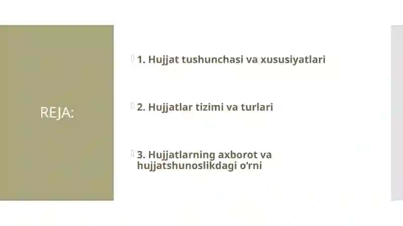 HUJJAT TUSHUNCHASI VA UNING HUJJATLAR TIZIMIDAGI O’RNI 2