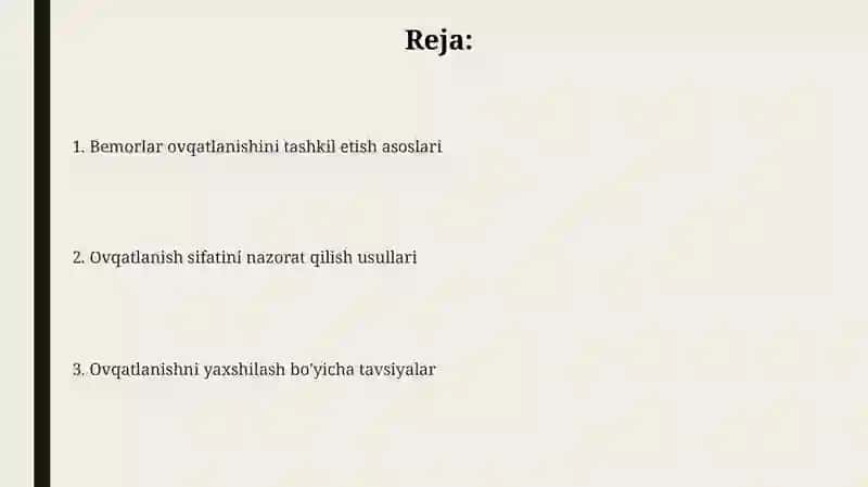 Bemorlarning ovqatlanishini tashkil etish asoslari 2