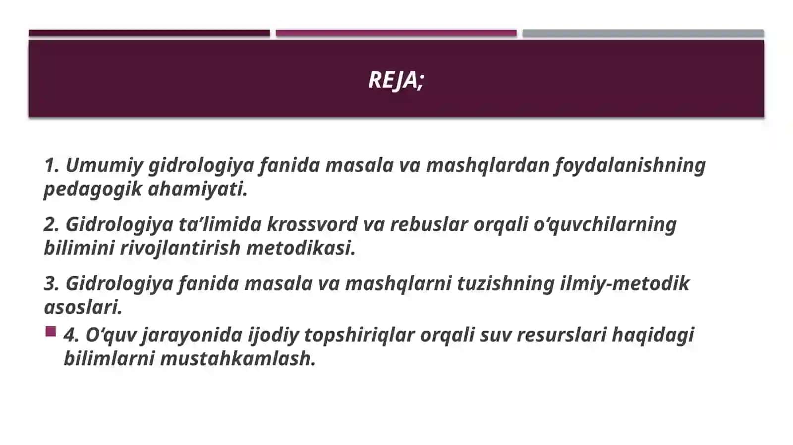 Umumiy Gidrologiyadan Masala, Mashqlar, Krossvord va Rebuslar Tuzish 2