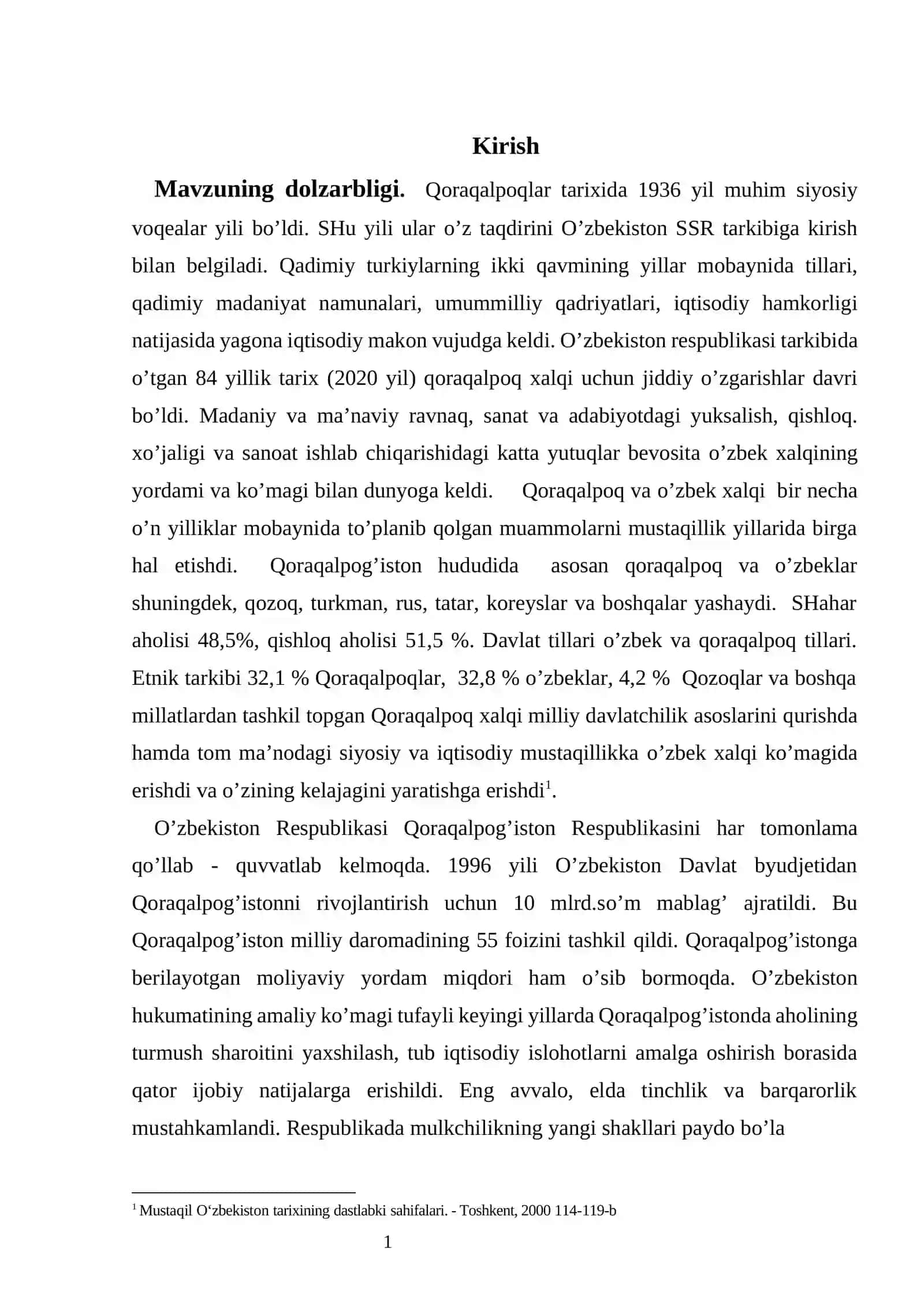 Mustaqillik yillarida Qoraqalpog’iston Respublikasi 2