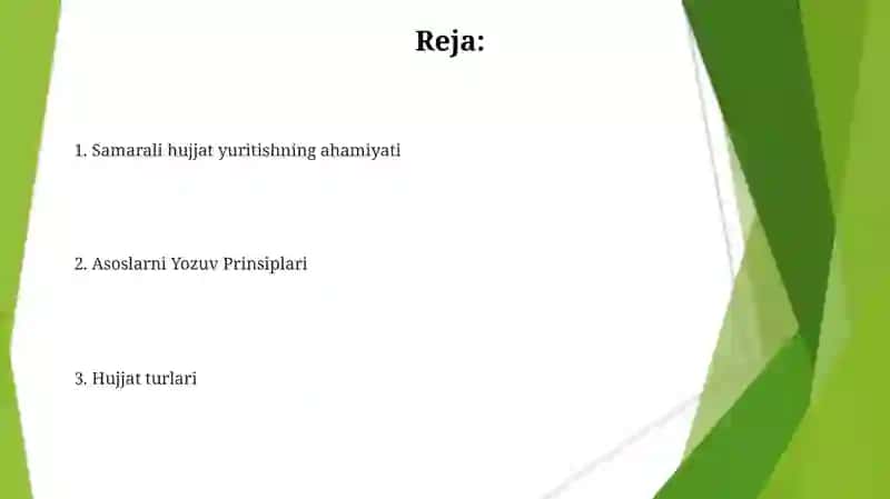 Hujjat turlari va ish yuritish asoslari 2