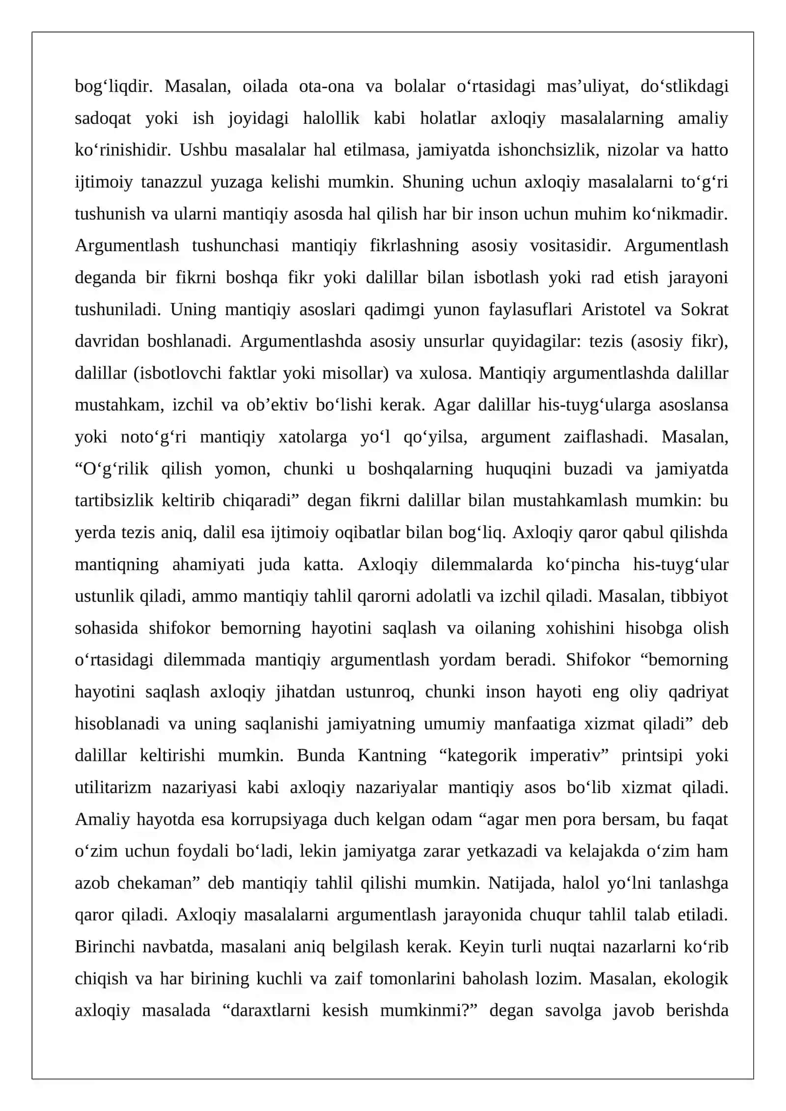 Axloqiy masalalarni argumentlash boʻyicha 2