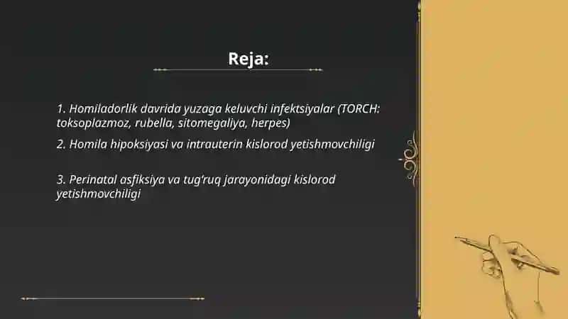 Bolalar serebral falajining kelib chiqish sabablari 2