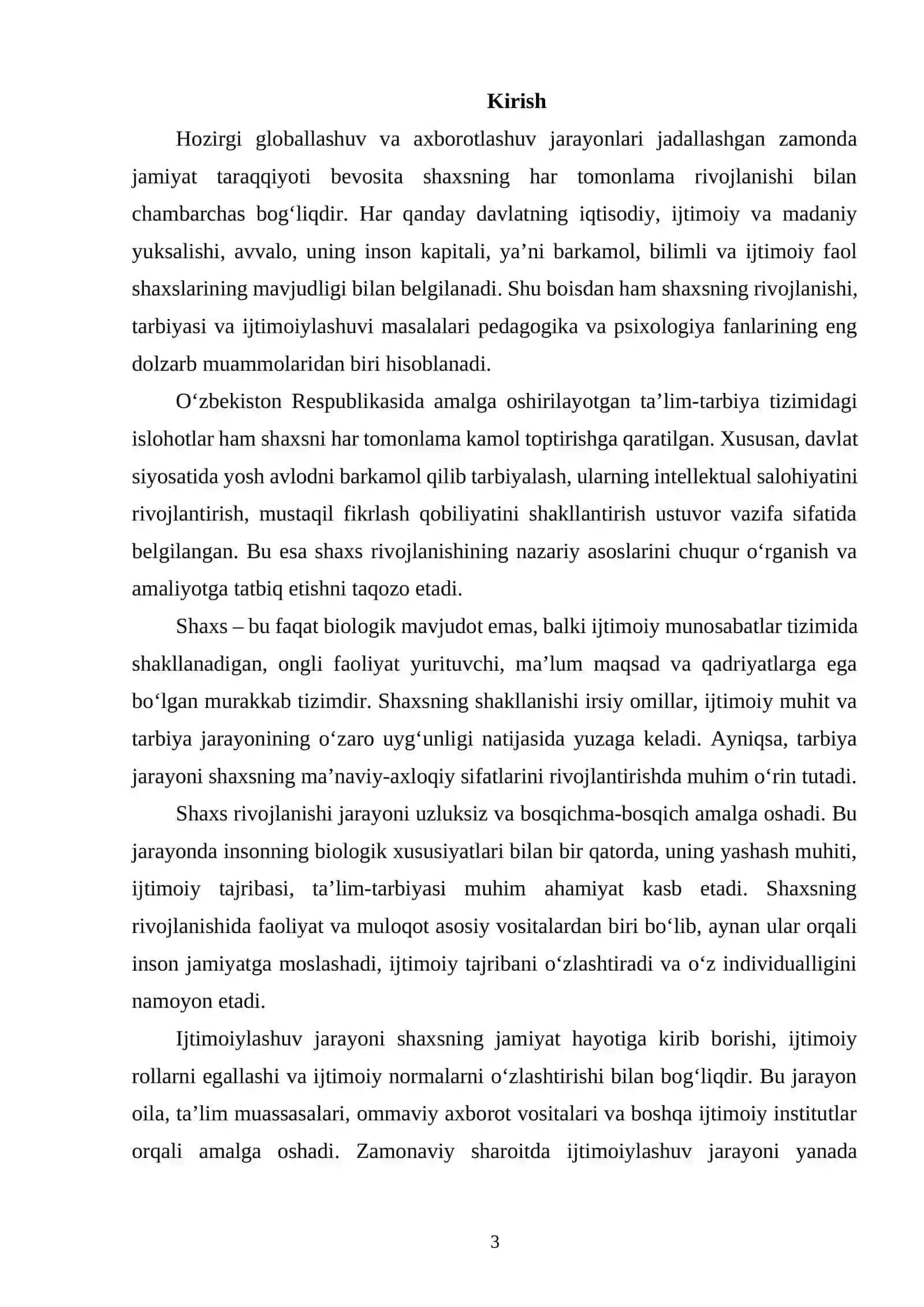 SHAXSNING RIVOJLANISHI, TARBIYASI VA IJTIMOIYLASHUVI 2
