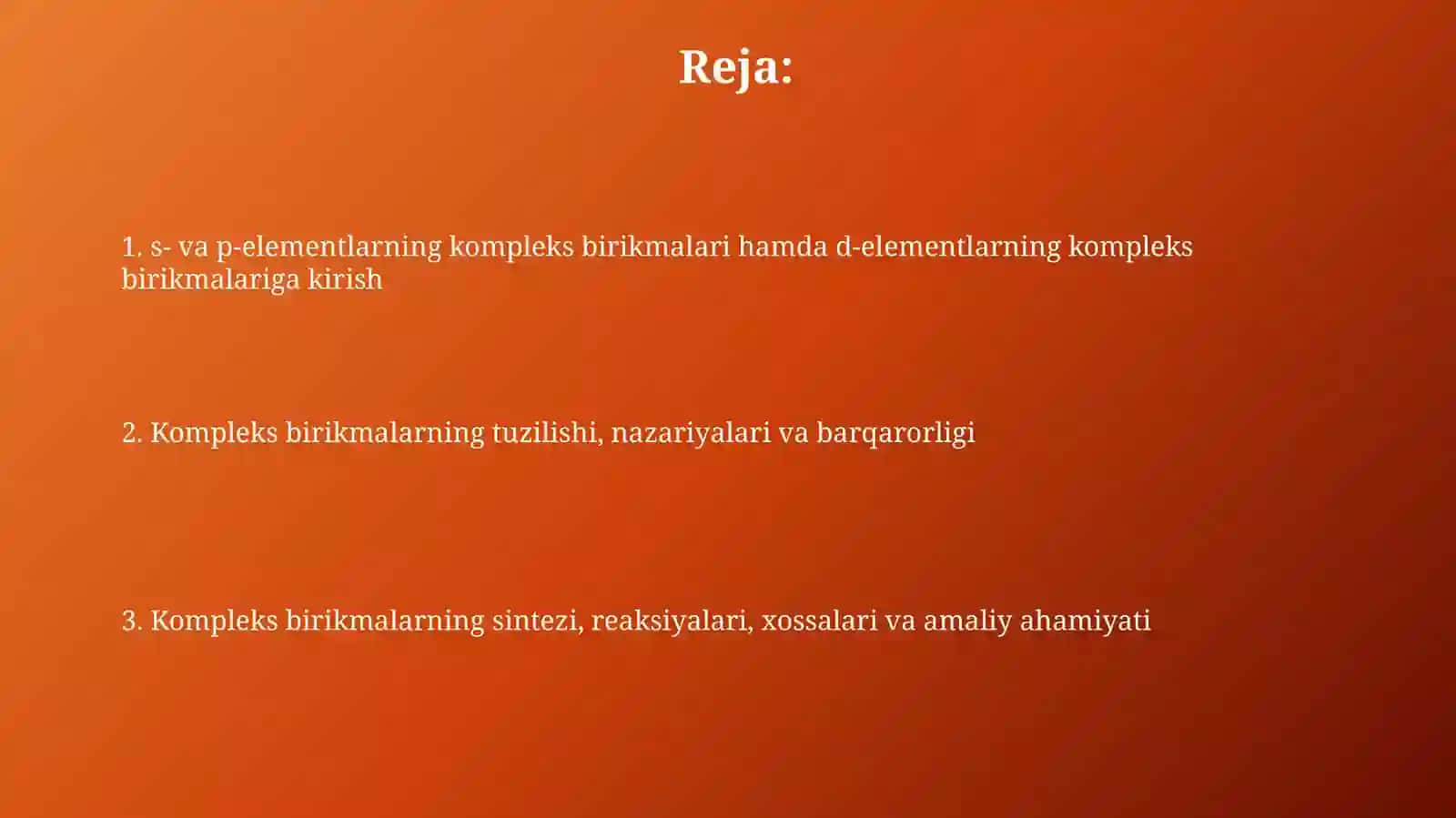 S- va p-elementlarning kompleks birikmalari 2