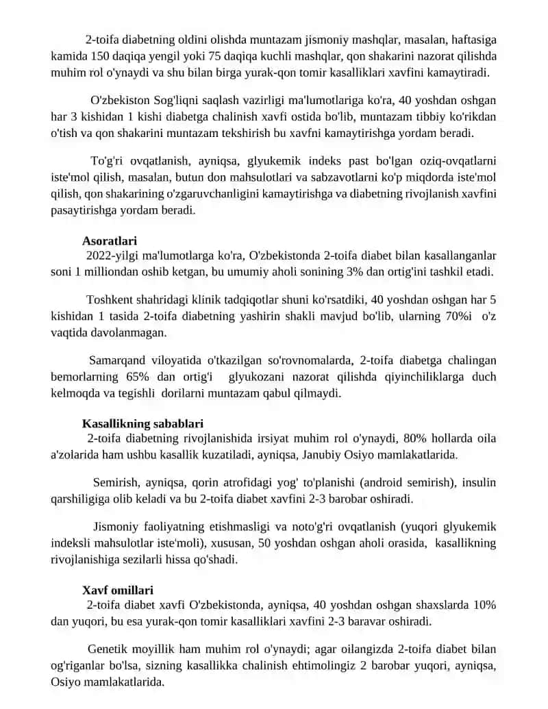Qandsiz diabet kasalligi 2