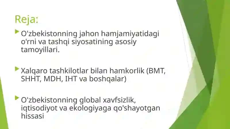 O’zbekiston va jahon hamjamiyati 2