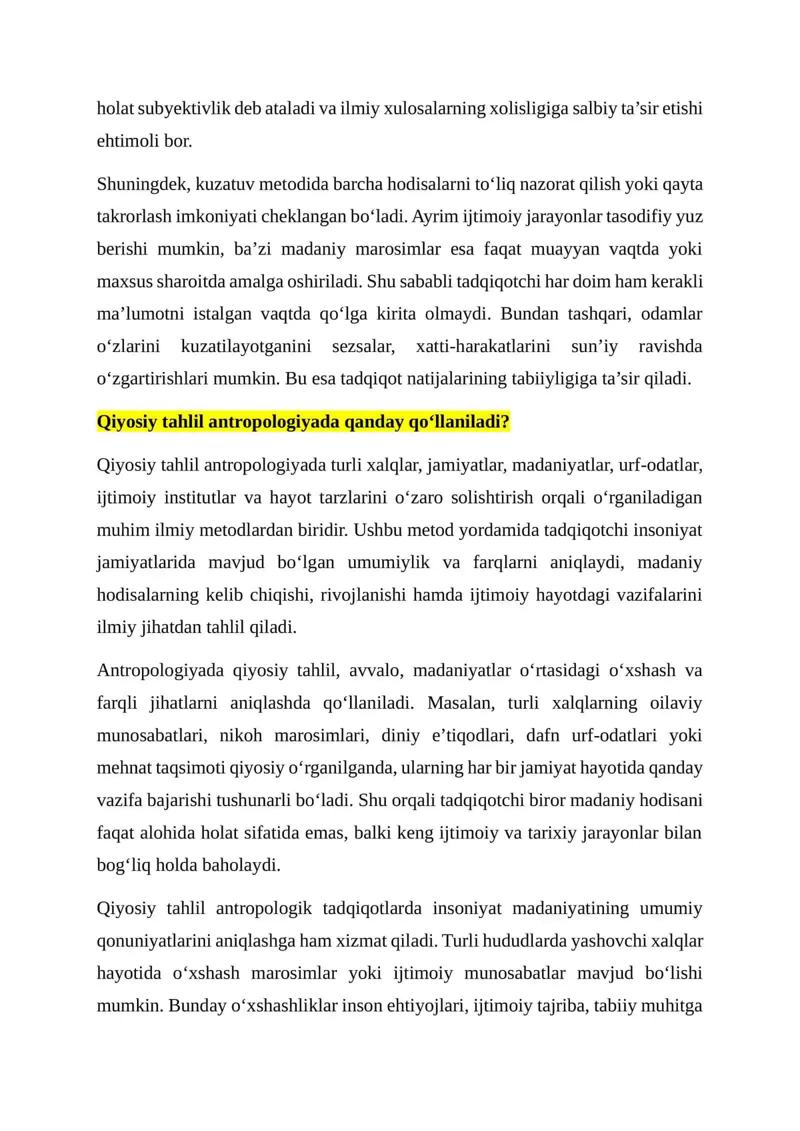 Kuzatuv metodining afzalliklari va cheklovlari 2