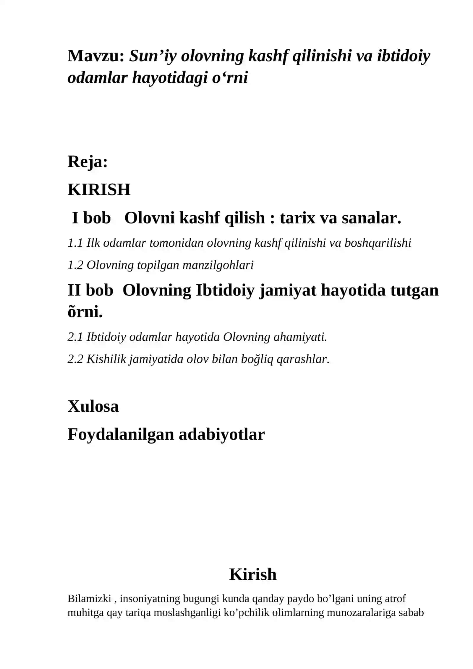 Sunʼiy olovning kashf qilinishi va ibtidoiy odamlar hayotidagi oʻrni 2