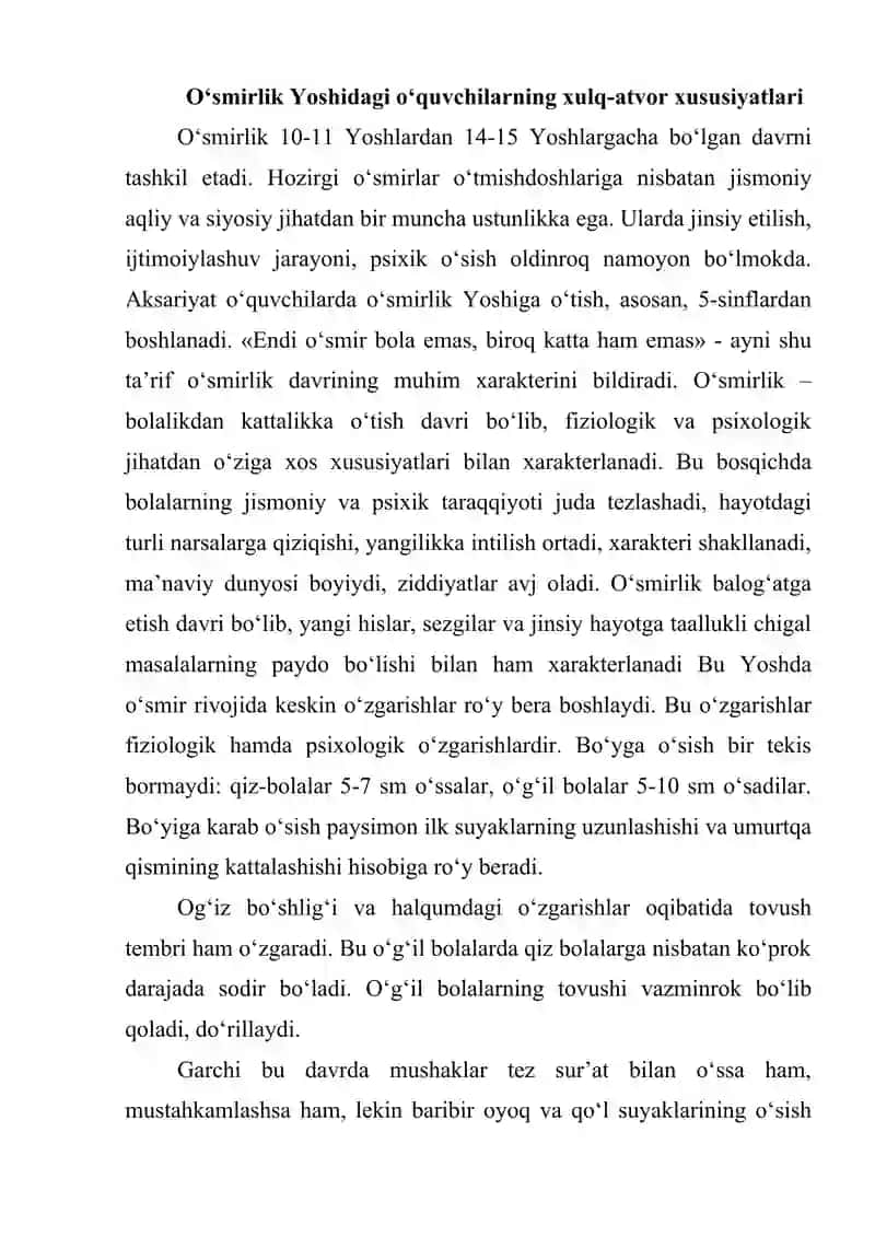 O‘smirlik davrida psixik rivojlanish xususiyatlari 2