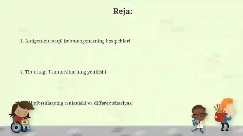 Timusdagi T-limfotsitlarning yetilish jarayoni( antigenga boģliq bòlmagan immunogenez) 2