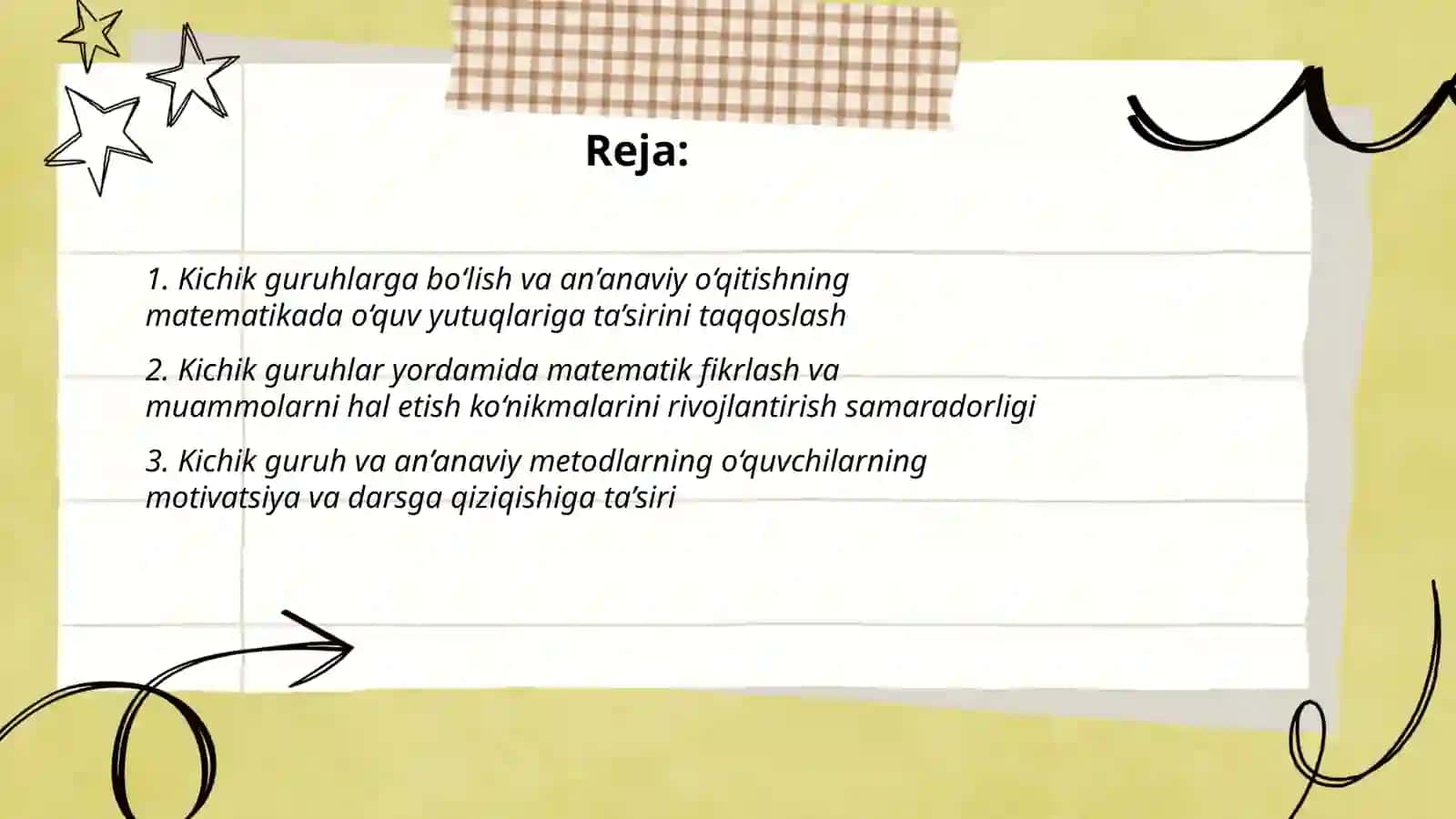 Kichik guruhlarga bo‘lish va an’anaviy o‘qitishning matematikada o‘quv yutuqlariga ta’siri 2