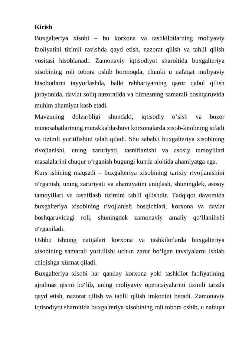 BUGALTERIYA XISOBINING RIVOJLANISHI ZARURIYATI TASNIFLANISHI RIVOJLANISHI VA ASOSIY TAMOYILLARI 2