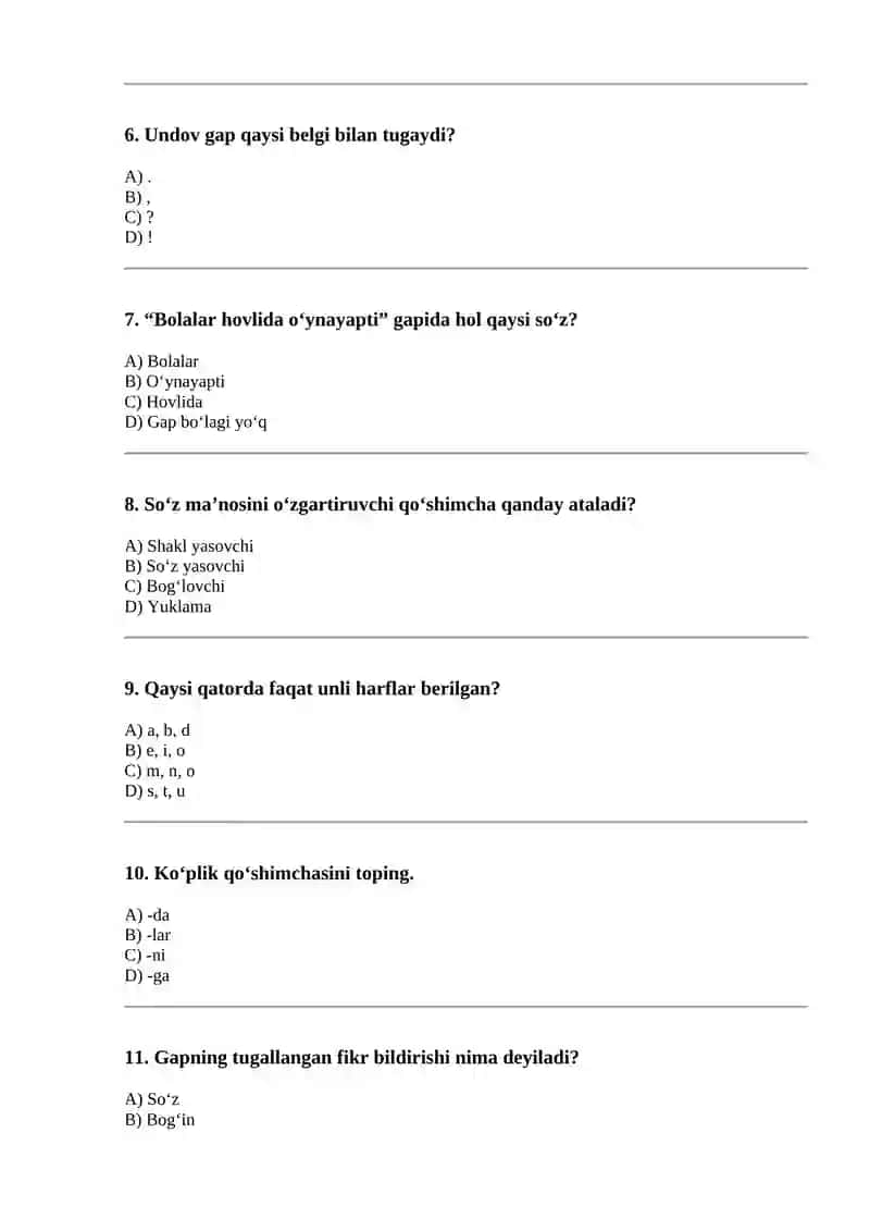 ONA TILI FANI 5-sinf 1-test to‘plami 2