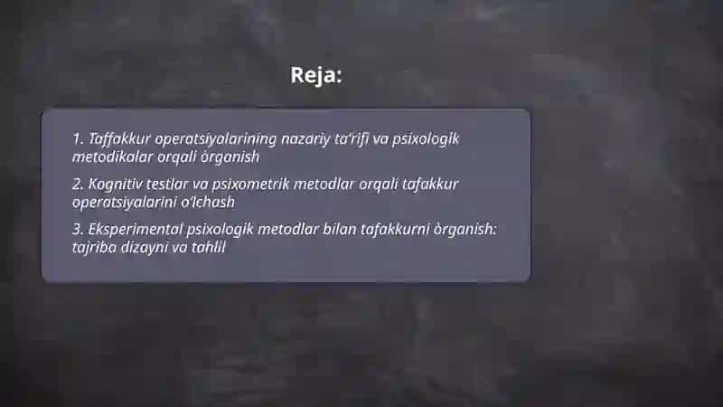 Taffakkur operatsiyalarining psixologik metodikalar orqali òrganish 2