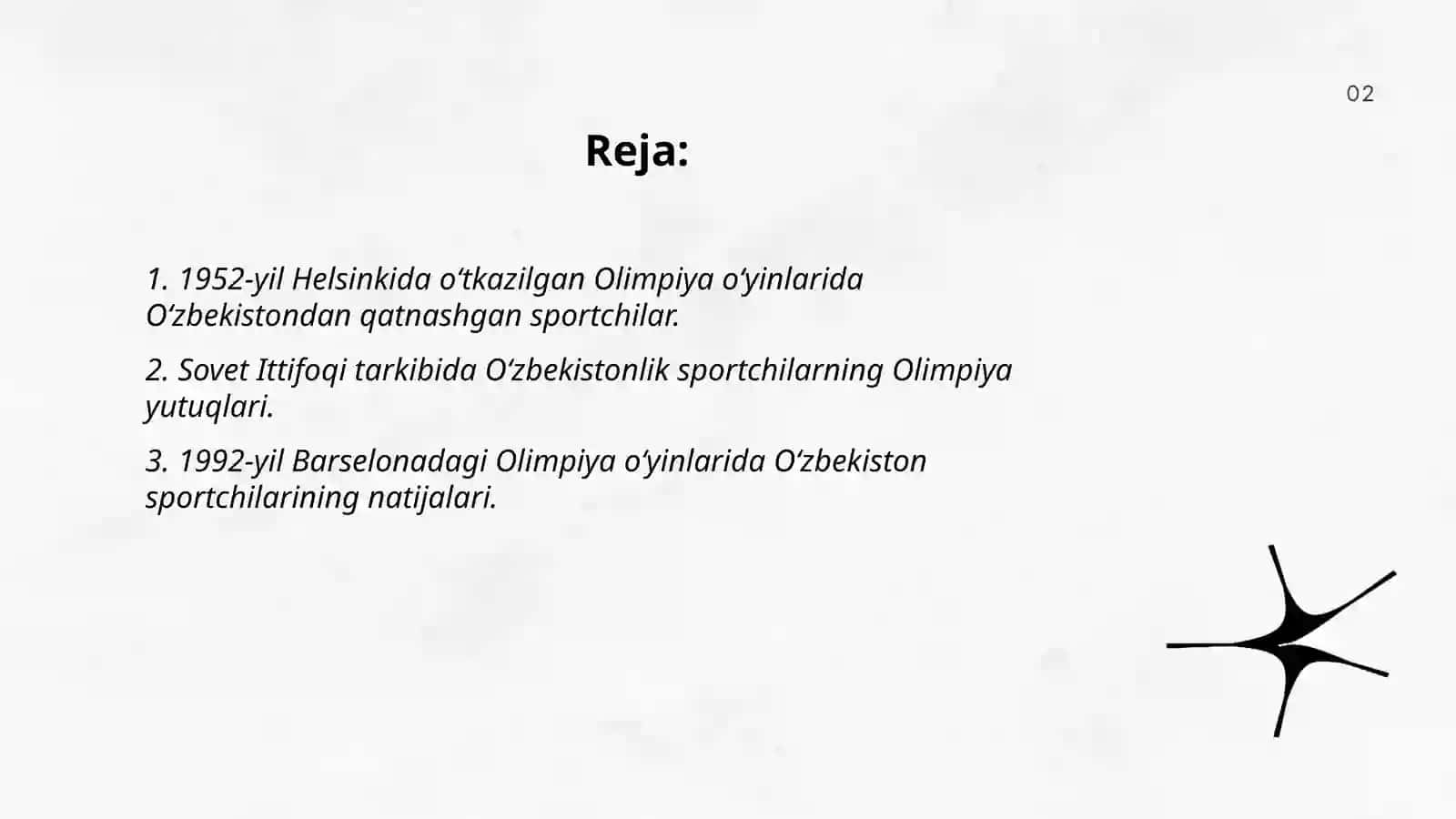 Oʻzbekiston spoʻrtchilarining 1952-hozirgi davrgacha oʻtqazilgan Olimpiya oʻyinlaridagi ishtiroki va yutuqlari 2