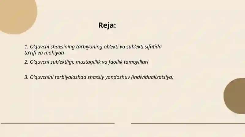 O'quvchi shaxsi tarbiyaning ob'ekti va sub'ekti sifatida egamberdiyeva hurmatoy 2