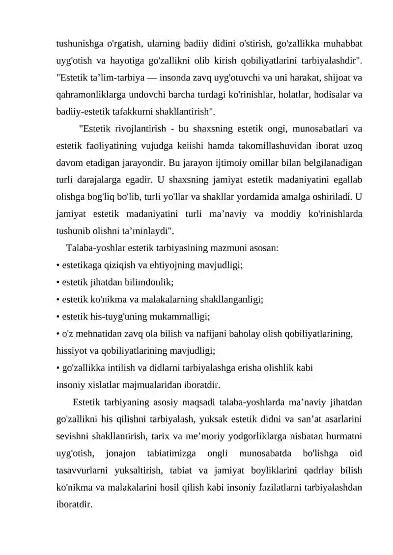 ESTETIK TARBIYA. MA'NAVIY-AXLOQIY TARBIYA 2