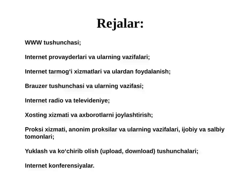 Internet tarmogʻi xizmatlari 2