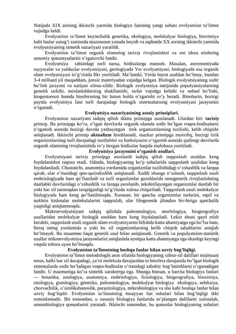 Evolyutsion ta’limotning mazmuni 2