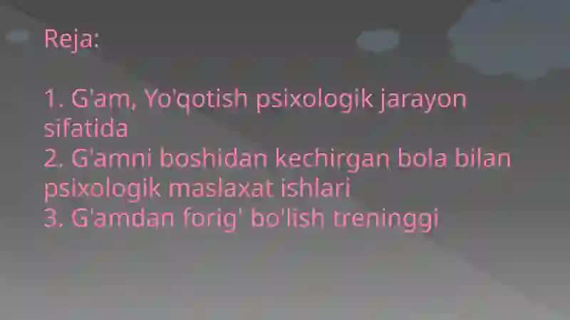 Yo'qotish sindromini boshidan kechirgan bolalar bilan ijtimoiy-psixologik ishlash 2