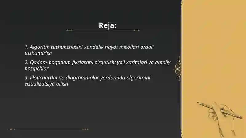 Algoritmlarning intuitiv kontseptsiyasini ishlab chiqarish 2