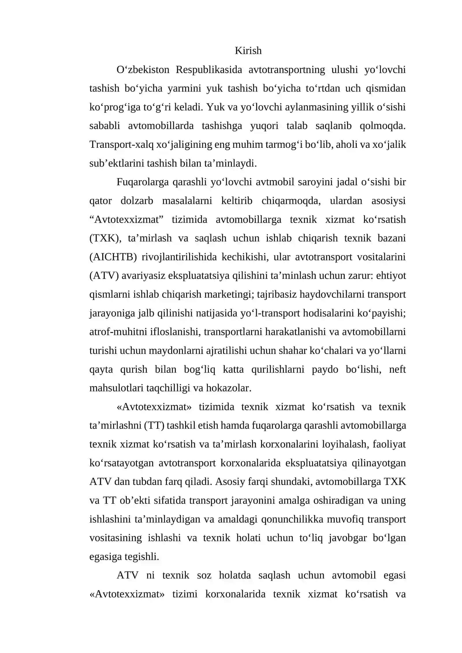 AVTOSERVIS KORXONALARINI LOYIHALASH ASOSLARI fanidan USLUBIY KO‘RSATMA 2