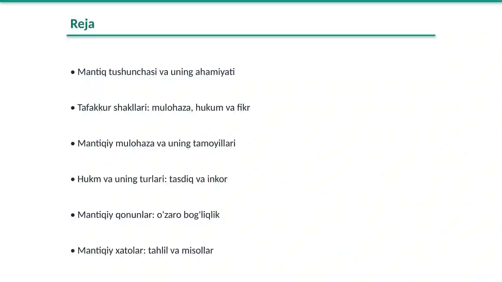 Mantiq. Tafakkur shakllari tushuncha, hukum, mulohaza 2