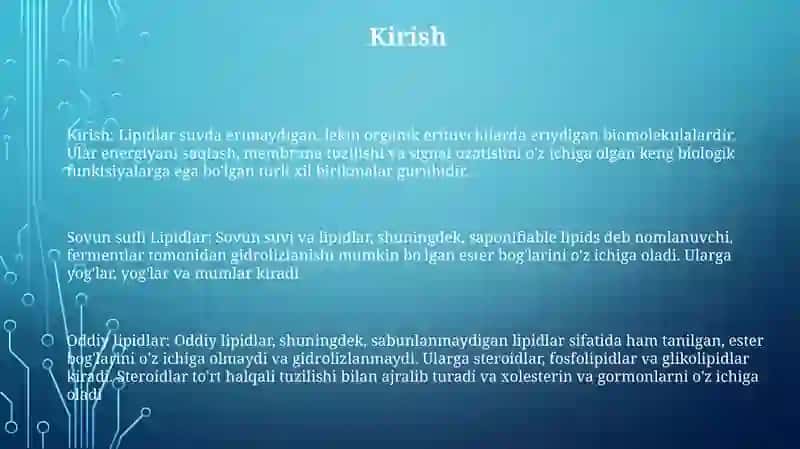 Sovunlanadigan Lipidlar.Oddiy Lipidlar 2
