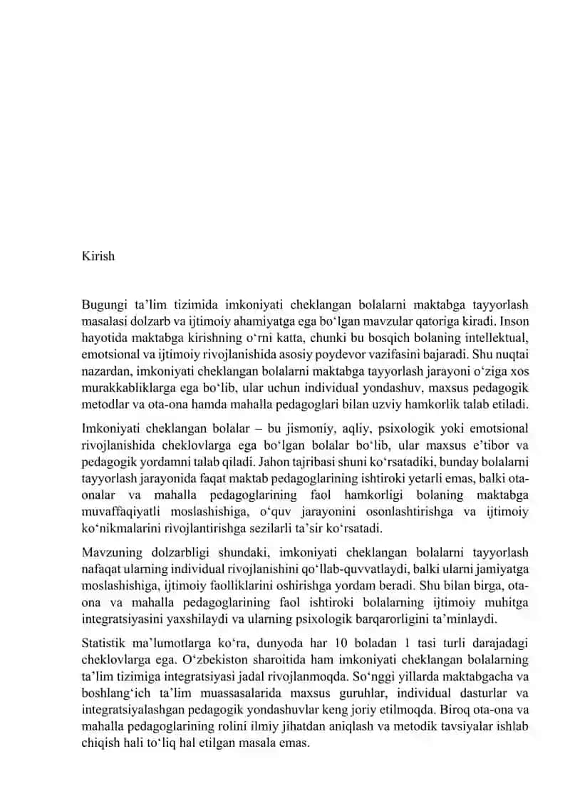 Imkoniyati cheklangan bolalarni maktabga tayyorlashning nazariy asoslari 2