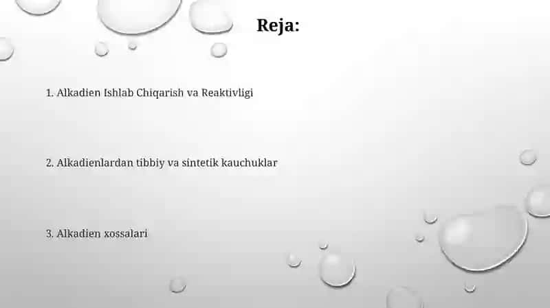 Alkadien Ishlab Chiqarish va Reaktivligi 2