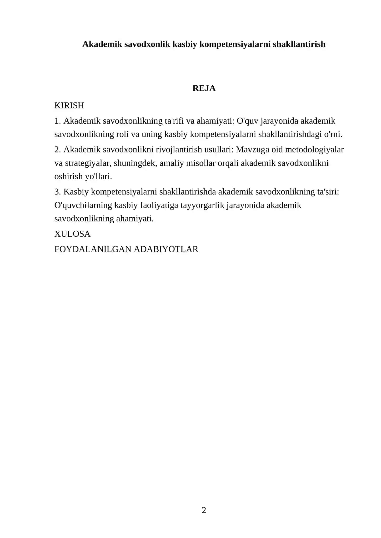 Akademik savodxonlik kasbiy kompetensiyalarni shakllantirish 2