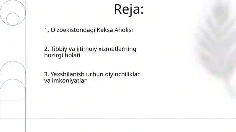 Keksalarga tibbiy ijtimoiy xizmat koʻrsatisni tashkillashtirish (Oʻzbekiston) 2