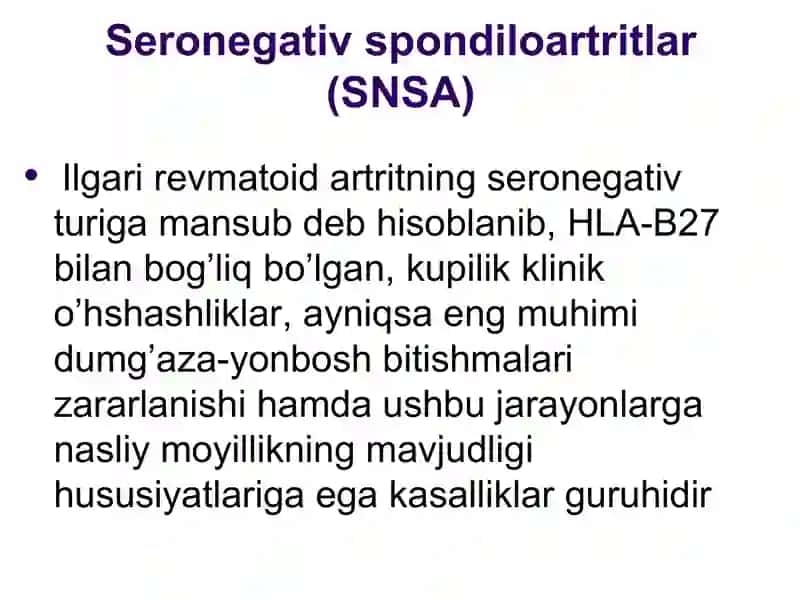 Seronegativ spondiloartritlar (SNSA) 2