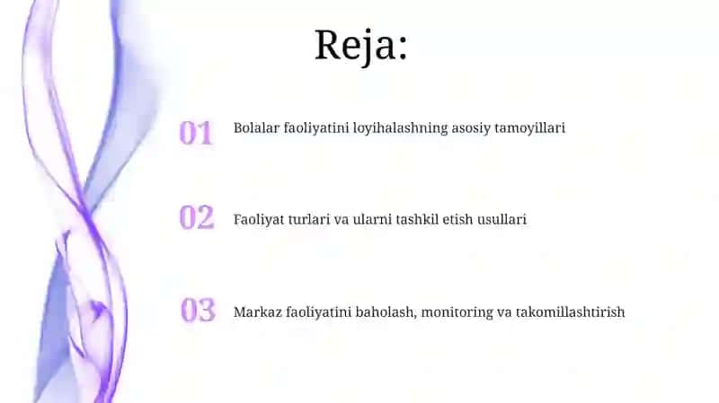 Bolalar faoliyatini loyihalashning asosiy tamoyillari 2
